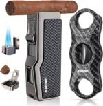 4 in 1 Cigar Lighter Quad Jet Torch with V Cutter and Punch UAE