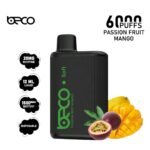 BECO Soft 6000 Puffs Disposable Vape Passion Fruit Mango 20MG Mesh Coil Vape Dubai UAE