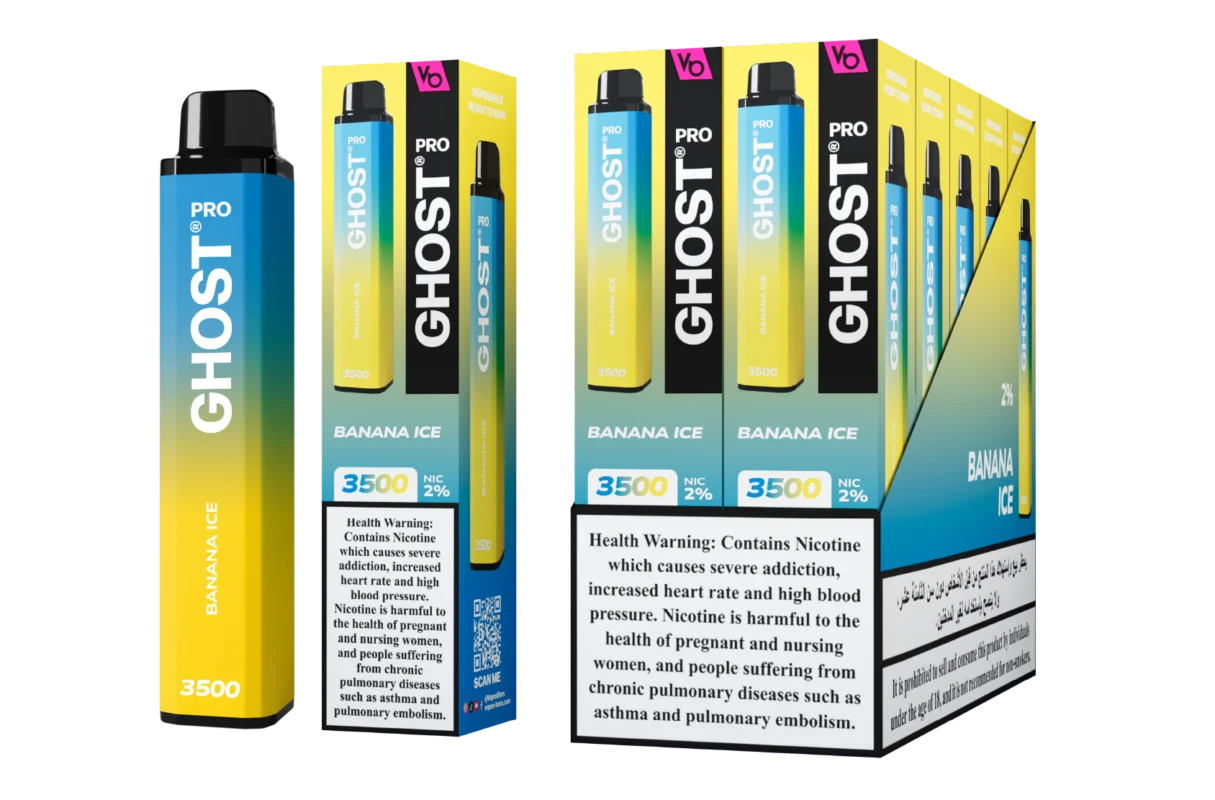 Ghost Pro Banana Ice 3500 Puffs Disposable Vape 2 Percent Nicotine Dubai UAE