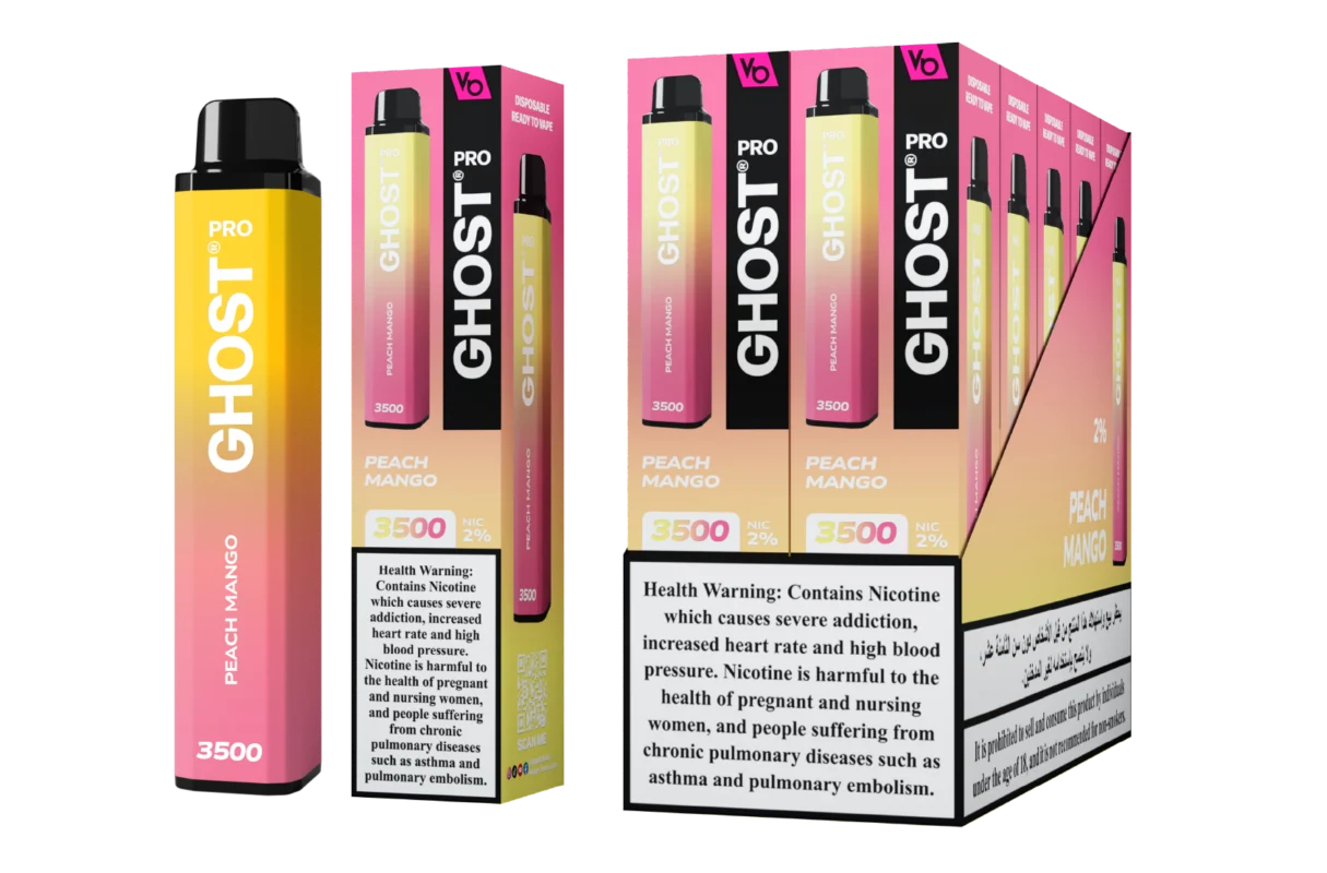 Ghost Pro Peach Mango 3500 Puffs Disposable Vape 2 Percent Nicotine Dubai UAE
