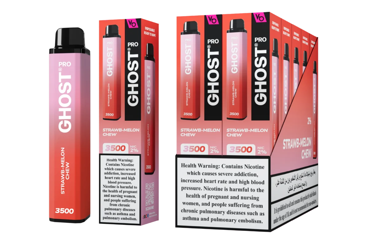 Ghost Pro Strawb Melon Chew 3500 Puffs Disposable Vape 2 Percent Nicotine Dubai UAE