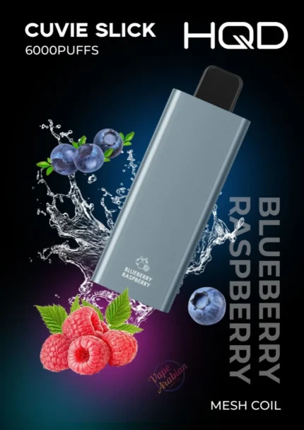 HQD Cuvie Slick 6000 Puffs Blueberry Raspberry Disposable Vape 2 Percent Nicotine Dubai UAE