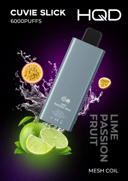 HQD Cuvie Slick 6000 Puffs Lime Passion Fruit Disposable Vape 2 Percent Nicotine Dubai UAE