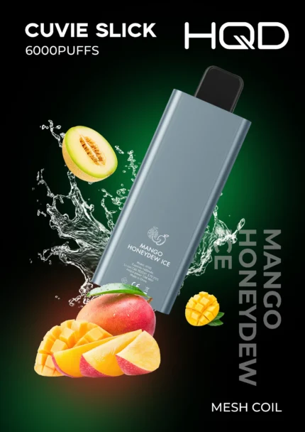 HQD Cuvie Slick 6000 Puffs Mango Honeydew Ice Disposable Vape 2 Percent Nicotine Dubai UAE