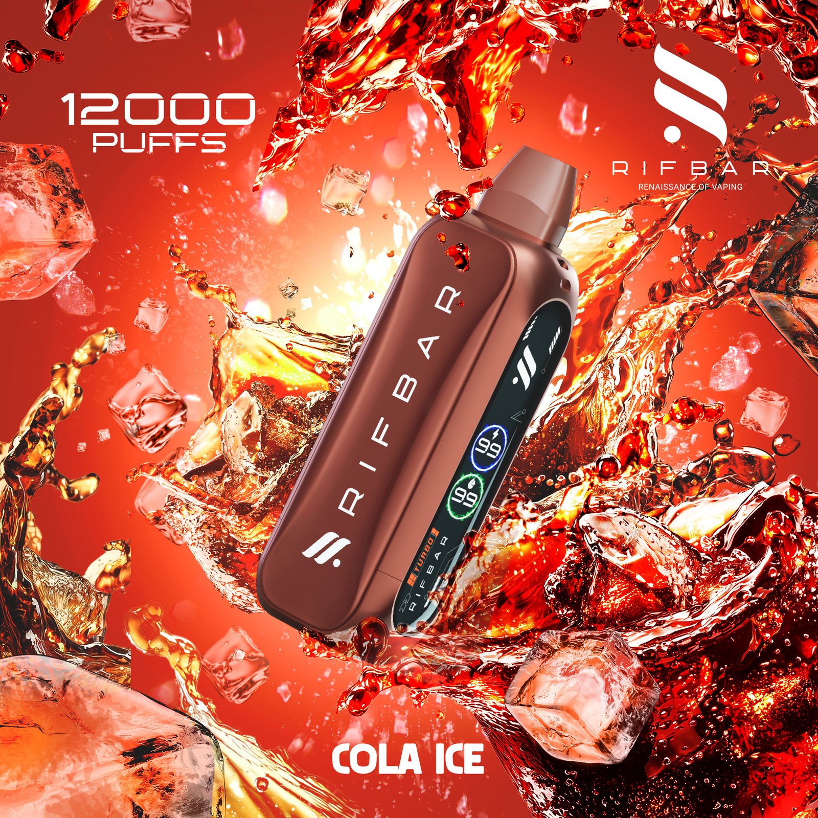 Rif Bar Turbo X Slim 12000 Puffs Cola Ice Disposable Vape 5% Nicotine Vape Lox Dubai UAE