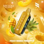 Rif Bar Turbo X Slim 12000 Puffs Peach Mango Pineapple Disposable Vape 5% Nicotine Vape Lox Dubai UAE