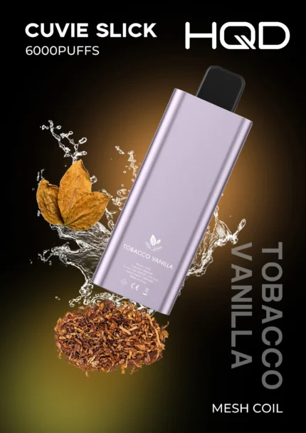 HQD Cuvie Slick 6000 Puffs Vanilla Tobacco Disposable Vape 2 Percent Nicotine Dubai UAE