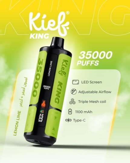 Kief King 35000 Puffs Disposable Vape Lemon Lime Flavor 3mg Rechargeable Vape Dubai UAE