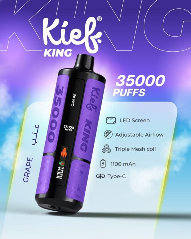 Kief King 35000 Puffs Disposable Vape Grape Flavor 3mg Rechargeable Vape Dubai UAE