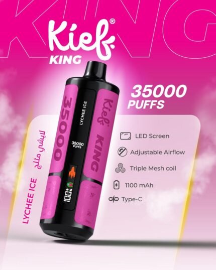Kief King 35000 Puffs Disposable Vape Lychee Ice Flavor 3mg Rechargeable Vape Dubai UAE