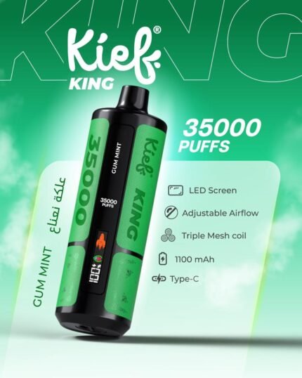 Kief King 35000 Puffs Disposable Vape Gum Mint Flavor 3mg Rechargeable Vape Dubai UAE