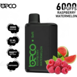 BECO Soft 6000 Puffs Disposable Vape Raspberry Watermelon 20MG Mesh Coil Vape Dubai UAE