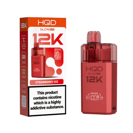HQD Glow Pro 12K Prefilled Pod Kit rechargeable vape available in 10 flavours including Strawberry Ice