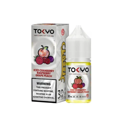 Image ALT Text: Tokyo Classic Iced Cranberry Raspberry Grape Peach 30ml Salt Nic Liquid Dubai UAE